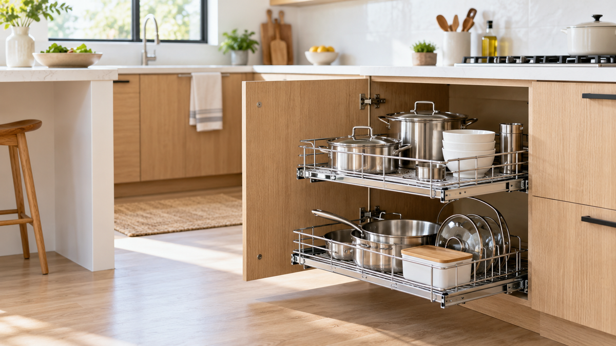 Transform Hard-to-Reach Cabinets with Pull-Out Kitchen Organizers