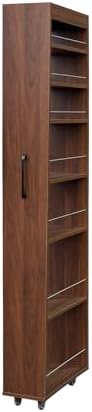 KEIKI 7 Tier Pull-Out Kitchen Pantry Storage Cabinet, Multi-Tier Single-Sided Open Shelf, Spice Rack Next to Fridge, Wood Hutch Food Pantries Cupboard for Coffee Bar, Dining Room, Narrow Spaces