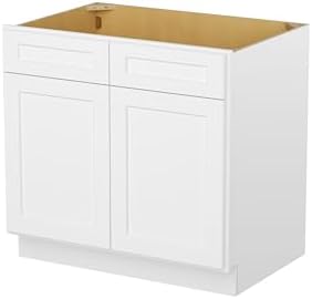 Furinno Shaker Sink Bases Kitchen Cabinet, 2-Doors, White