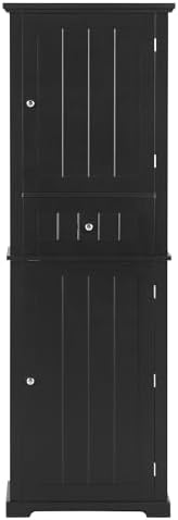 Merax 67.3" Pantry Cabinet with Three Doors & One Drawer, Adjustable Shelves Storage Cupboard for Kitchen/Dining Room/Bathroom, Black
