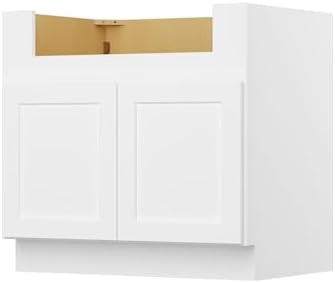 Furinno Shaker Farm Sink Bases Kitchen Cabinet, 2-Door, White