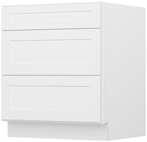 Furinno Shaker Drawer Base Kitchen Cabinet with 3-Drawers, White
