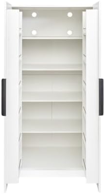 KEIKI 63" Tall Kitchen Pantry Storage Cabinet with Door-Side Rack & Shelves, Freestanding Wood Hutch Food Pantries Cupboard for Coffee Bar, Dining Room