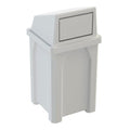 32 Gallon Square 100% Recycled Plastic Heavy Duty Indoor or Outdoor Commercial Trash Can with Push Lid | Great for Schools and Businesses - White