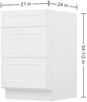 Furinno Shaker Drawer Base Kitchen Cabinet with 3-Drawers, White