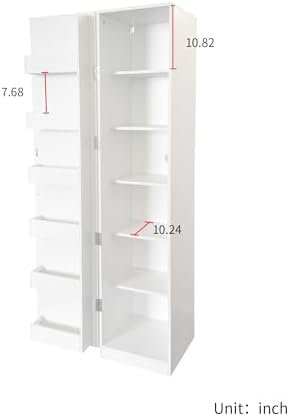 KEIKI 15.75" W Slim Kitchen Pantry Storage Cabinet with Door-Side Rack & Shelves, Tall Narrow Freestanding Sideboard Wood Hutch Food Pantries Cupboard for Coffee Bar, Dining Room