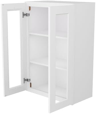 Furinno Shaker Wall Kitchen Cabinet, with 2 Doors, 2 Shelves, Glass Not Included, Ready to Assemble, 12 D x 24 W x 36 H, White