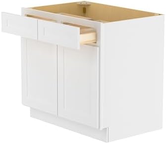 Furinno Shaker Drawer Base Kitchen Cabinet with 2-Doors, Ready to Assemble, 24 D x 36 W x 34.5 H, White