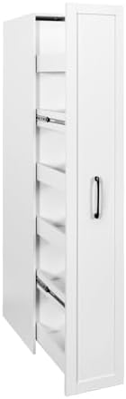 KEIKI Pull-Out Kitchen Pantry Storage Cabinet with Multi-Tier Shelf, Spice Rack Next to Fridge, Freestanding Wood Hutch Food Pantries Cupboard for Coffee Bar, Dining Room, Narrow Spaces