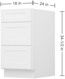 Furinno Shaker Drawer Base Kitchen Cabinet with 3-Drawers, White