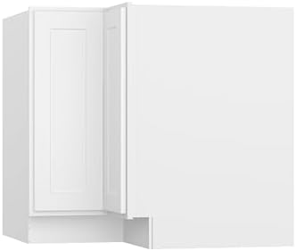 Furinno Shaker EZ Reach Base Corner Diagonal 3-Tier Kitchen Cabinet, White