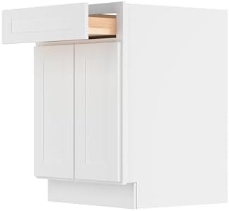Furinno Shaker Drawer Base Kitchen Cabinet with 2-Doors, White
