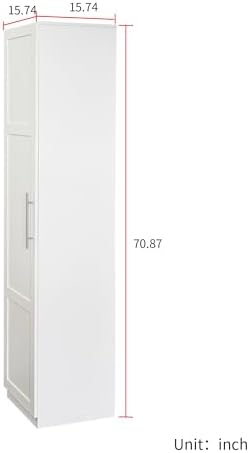 KEIKI 15.75" W Slim Kitchen Pantry Storage Cabinet with Door-Side Rack & Shelves, Tall Narrow Freestanding Sideboard Wood Hutch Food Pantries Cupboard for Coffee Bar, Dining Room