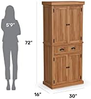 Homestyles Nantucket Natural Wood Pantry with Four Doors