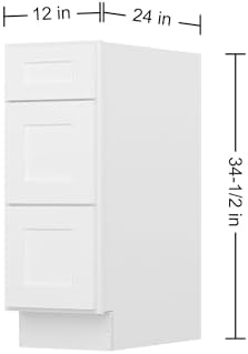 Furinno Shaker Drawer Base Kitchen Cabinet with 3-Drawers, White