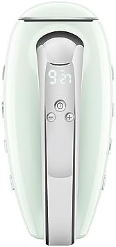 SMEG HMF01 9-Speed Retro Hand Mixer – 220W Motor, Smooth Start, Turbo Function, LED Timer Display, Stainless Steel Whisks, Beaters & Dough Hooks, Premium Die-Cast Aluminum Body