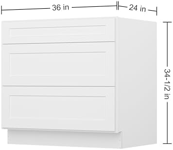 Furinno Shaker Drawer Base Kitchen Cabinet with 3-Drawers, White