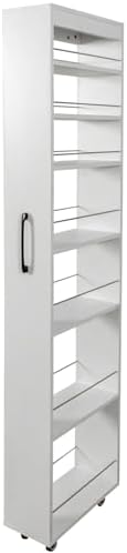 KEIKI 7 Tier Pull-Out Kitchen Pantry Storage Cabinet, Multi-Tier Single-Sided Open Shelf, Spice Rack Next to Fridge, Wood Hutch Food Pantries Cupboard for Coffee Bar, Dining Room, Narrow Spaces