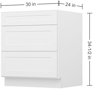Furinno Shaker Drawer Base Kitchen Cabinet with 3-Drawers, White
