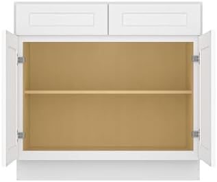Furinno Shaker Drawer Base Kitchen Cabinet with 2-Doors, Ready to Assemble, 24 D x 36 W x 34.5 H, White