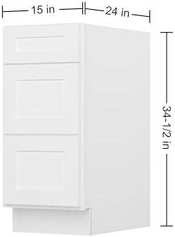 Furinno Shaker Drawer Base Kitchen Cabinet with 3-Drawers, White