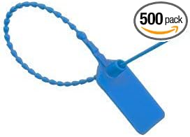ZWY Security Seals Pull-Tite Plastic Tamper Seals Disposable Self-Locking Tie Tags 500 Pack (Blue)