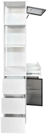 KEIKI 70.87" Tall Kitchen Pantry Storage Cabinet with 5 Drawers, Side Shelves, Glass Doors & Microwave Stand, Freestanding Wood Hutch Food Pantries Cupboard Organizer for Entrance Dining Room, Hallway
