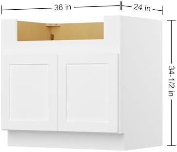 Furinno Shaker Farm Sink Bases Kitchen Cabinet, 2-Door, White