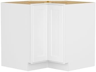 Furinno Shaker EZ Reach Base Corner Diagonal 3-Tier Kitchen Cabinet, White