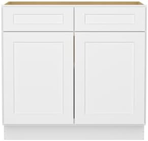 Furinno Shaker Drawer Base Kitchen Cabinet with 2-Doors, Ready to Assemble, 24 D x 36 W x 34.5 H, White