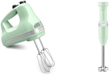KitchenAid 5-Speed Ultra Power Hand Mixer - KHM512, Pistachio & Variable Speed Corded Hand Blender KHBV53, Pistachio