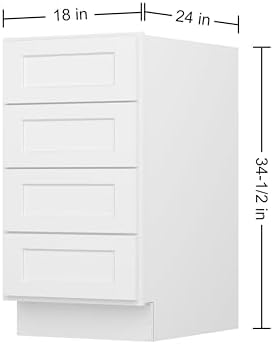 Furinno Shaker Drawer Base Kitchen Cabinet with 4-Drawers, White