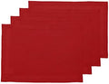 Solino Home 100% Pure Linen Woven Placemats Red, Fete 14 x 19 in, Set of 4