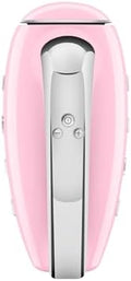 SMEG Pink 50's Retro Style Electric Hand Mixer with Set of Dough Hooks, Set of Beaters, and Set of Whisks