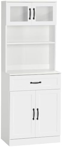 HOMCOM 63.5 Inches Freestanding Kitchen Pantry 4-Door Buffet Cabinet White