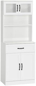 HOMCOM 63.5 Inches Freestanding Kitchen Pantry 4-Door Buffet Cabinet White