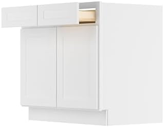 Furinno Shaker Drawer Base Kitchen Cabinet with 2-Doors, Ready to Assemble, 24 D x 36 W x 34.5 H, White