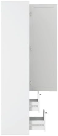 KEIKI Kitchen Pantry Storage Cabinet with Multi-Tier Shelf & Drawers, Spice Rack Next to Fridge, Freestanding Wood Cabinet Hutch Food Pantries Cupboard for Dining Room, Narrow Spaces