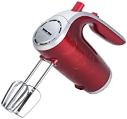 Better Chef Electric Hand Mixer | 5-Speed | Stainless Beaters & Hooks | Attachment Holder | 150-watt (Red)