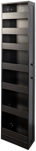 KEIKI 7 Tier Pull-Out Kitchen Pantry Storage Cabinet, Multi-Tier Single-Sided Open Shelf, Spice Rack Next to Fridge, Wood Hutch Food Pantries Cupboard for Coffee Bar, Dining Room, Narrow Spaces