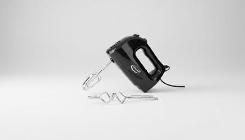 J&V TEXTILES Electric Hand Mixer, 5-Speed with Whisk and Traditional Beaters, 250 Watts, Black