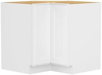 Furinno Shaker EZ Reach Base Corner Diagonal 3-Tier Kitchen Cabinet, White