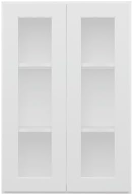 Furinno Shaker Wall Kitchen Cabinet, with 2 Doors, 2 Shelves, Glass Not Included, Ready to Assemble, 12 D x 24 W x 36 H, White