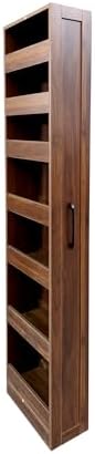 KEIKI 7 Tier Pull-Out Kitchen Pantry Storage Cabinet, Multi-Tier Single-sided Open Shelf, Spice Rack Next to Fridge, Freestanding Wood Hutch Food Pantries Cupboard for Dining Room, Narrow Spaces