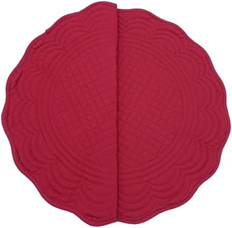 Red Cotton Quilted 16.5 inch Reversible Round Placemat