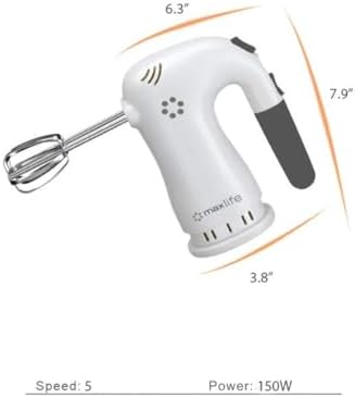 Max Life ML-6623 Electric Hand Mixer with Beater Stand, 5 Speeds, White