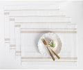 Solino Home 100% Pure Linen Placemats, 14 x 19 in, Natural Stripe, Set of 4