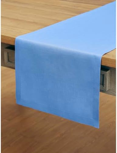 Solino Home 100% Pure Linen Table Runner Provence Blue, Fete 14 x 72 in