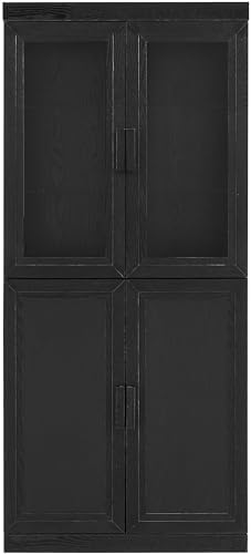 Crosley Furniture Essen Glass Door China Hutch Pantry Storage Cabinet