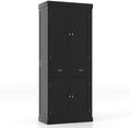 GIANTEX Pantry Organizers and Storage, 72" Tall Kitchen Cabinet with 2-Door Cabinets & Drawer, Buffet Sideboard w/Adjustable Shelves, Wooden Freestanding Cupboard for Dining Room Living Room (Black)